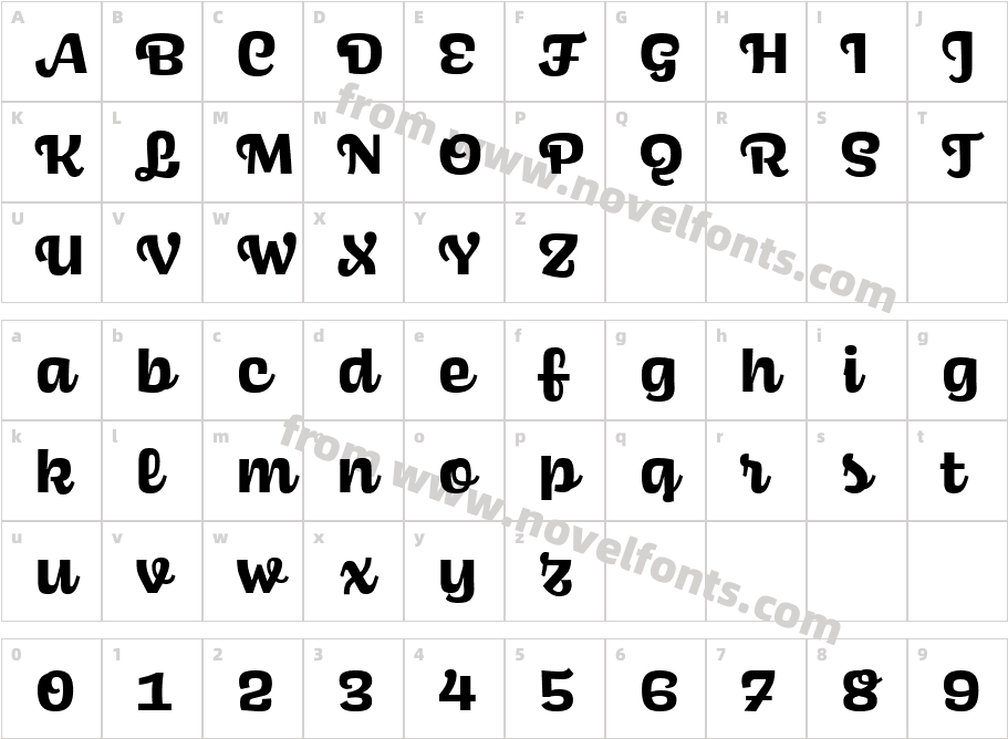 Scarlet Script Extra BoldCharacter Map