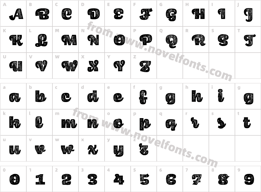 Scarlet Wood Script BlackCharacter Map