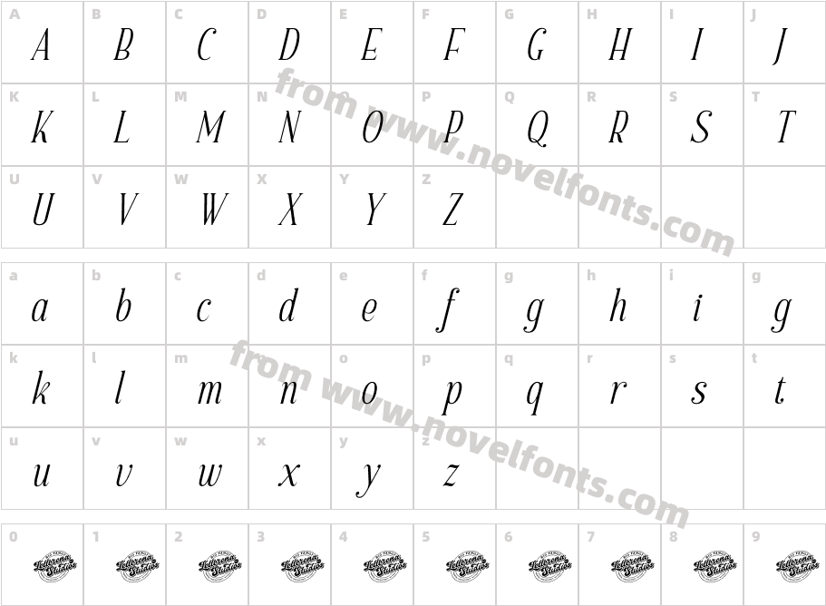 Scarlett Quistan DEMO VERSION ItalicCharacter Map