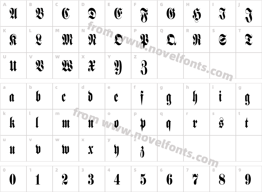 Schmalfette FrakturCharacter Map
