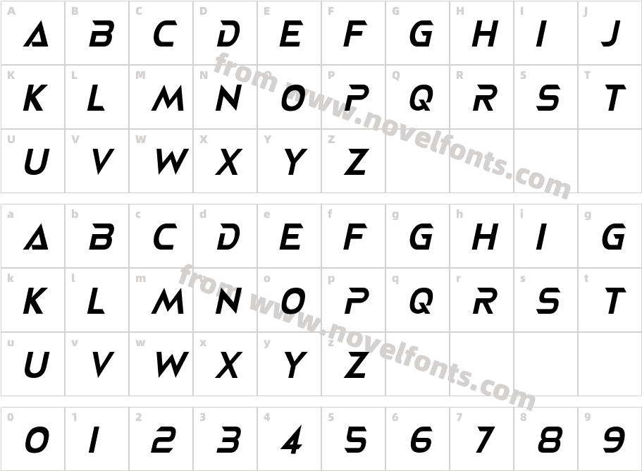 NEOTERIQUE ItalicCharacter Map