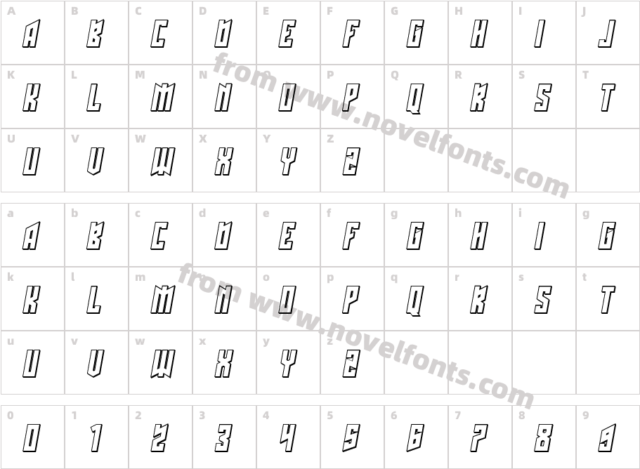 Schwachsinn 3D ItalicCharacter Map