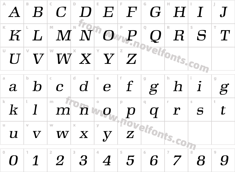 AntikvaItalicCharacter Map