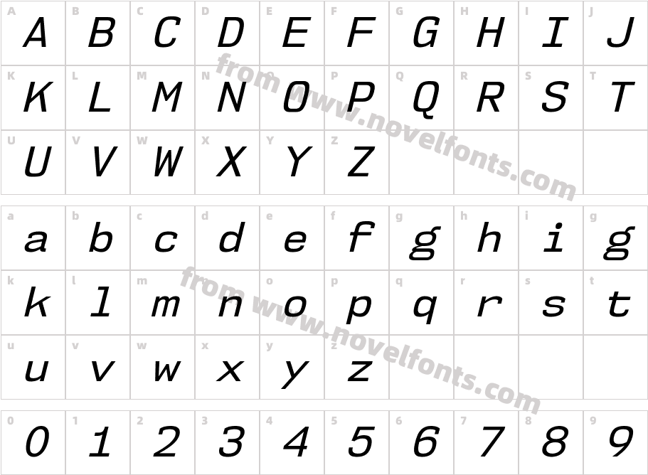 NK57 Monospace Rg ItalicCharacter Map