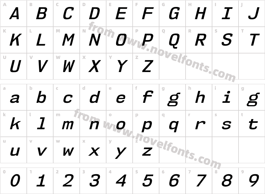 NK57 Monospace Sb ItalicCharacter Map