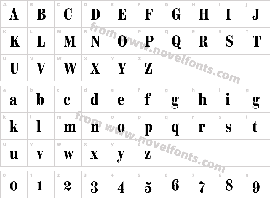 Scotch Text Compressed BoldCharacter Map