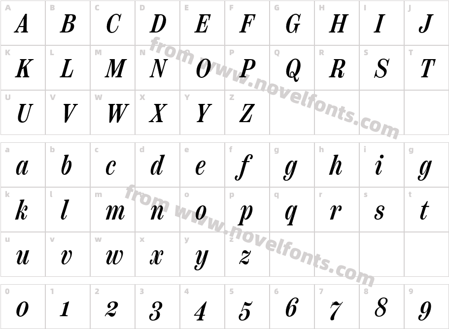 Scotch Text Compressed Medium ItalicCharacter Map