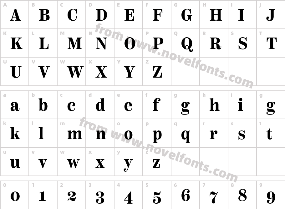 Scotch Text Condensed BoldCharacter Map