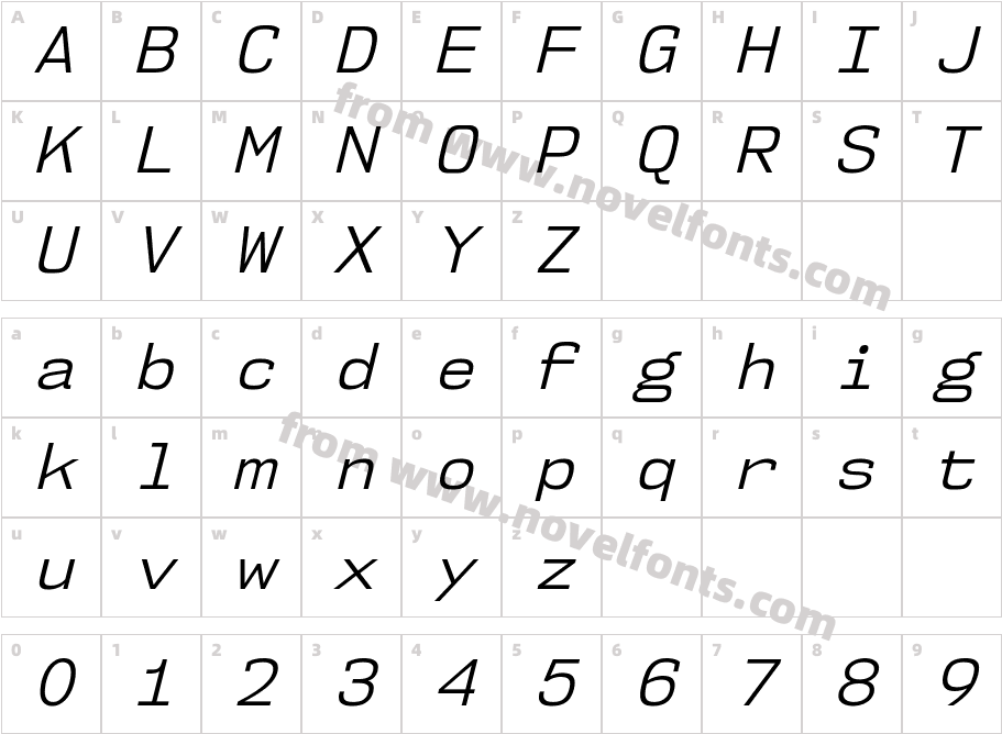 NK57MonospaceBk-ItalicCharacter Map