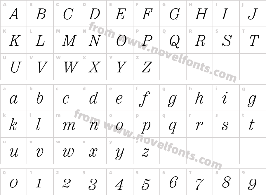 Scotch Text Light ItalicCharacter Map
