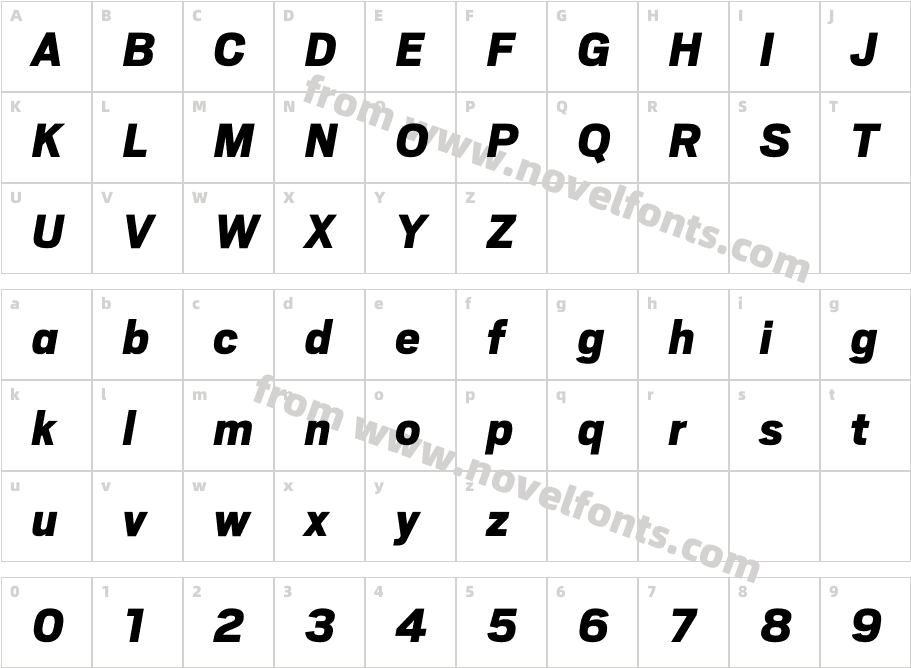 Scout Black ItalicCharacter Map