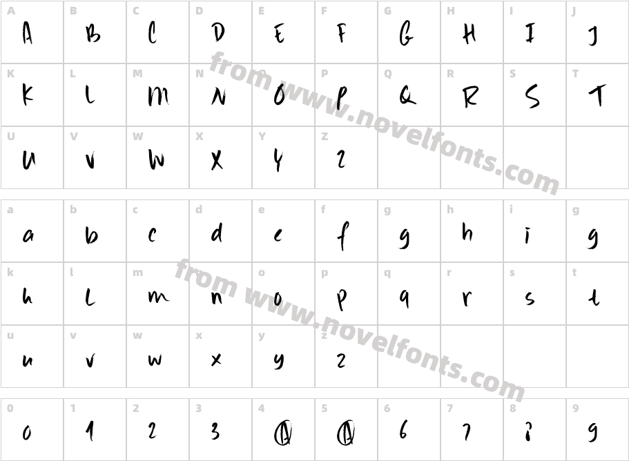 Scrawlerz DEMO RegularCharacter Map