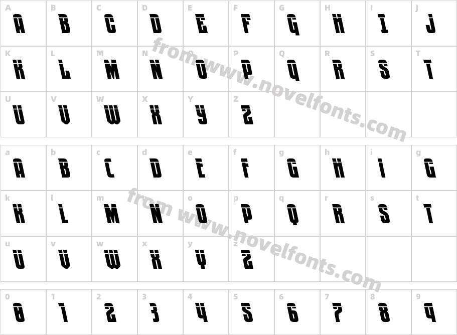 Secret Agent Laser LeftalicCharacter Map