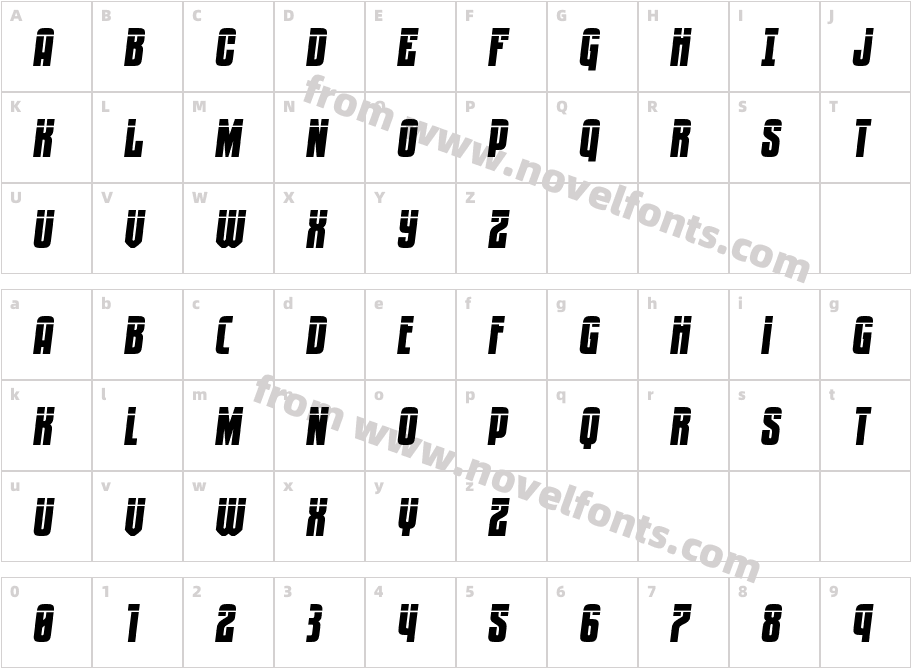Secret Agent Laser Semi ItalicCharacter Map