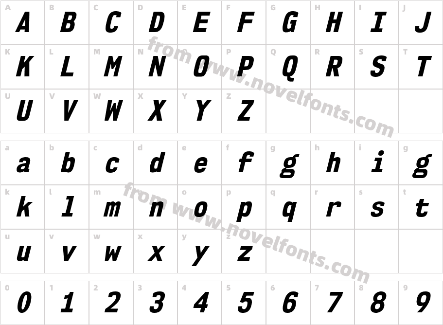 NK57 Monospace Sc Eb ItalicCharacter Map