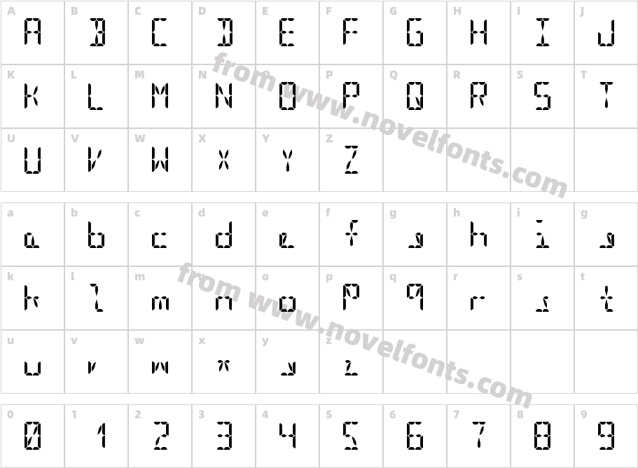 Segment16B BoldCharacter Map