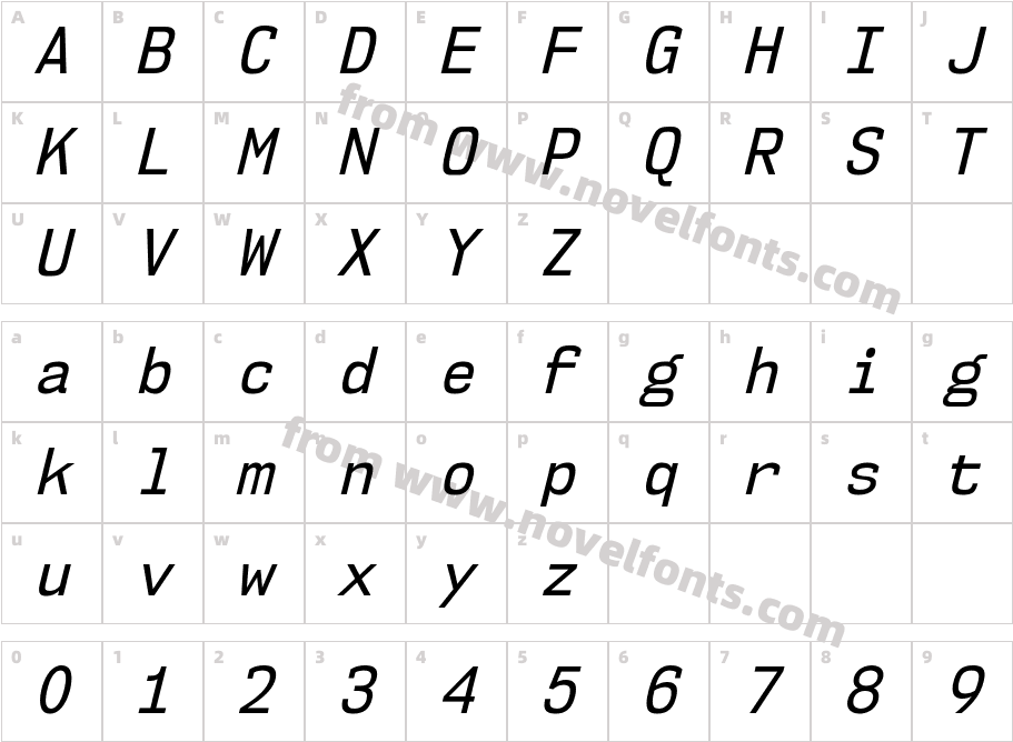 NK57MonospaceScRg-ItalicCharacter Map