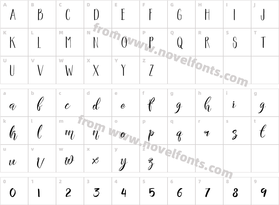 Seilla Script RegularCharacter Map