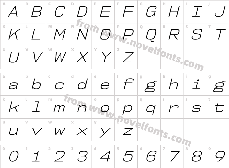 NK57 Monospace Se Lt ItalicCharacter Map