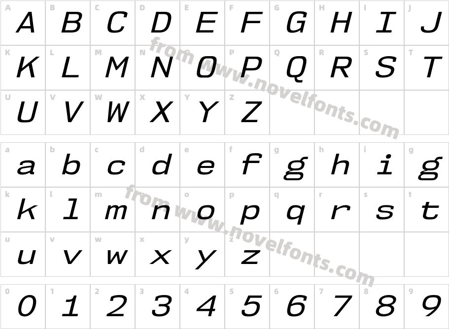 NK57MonospaceSeRg-ItalicCharacter Map