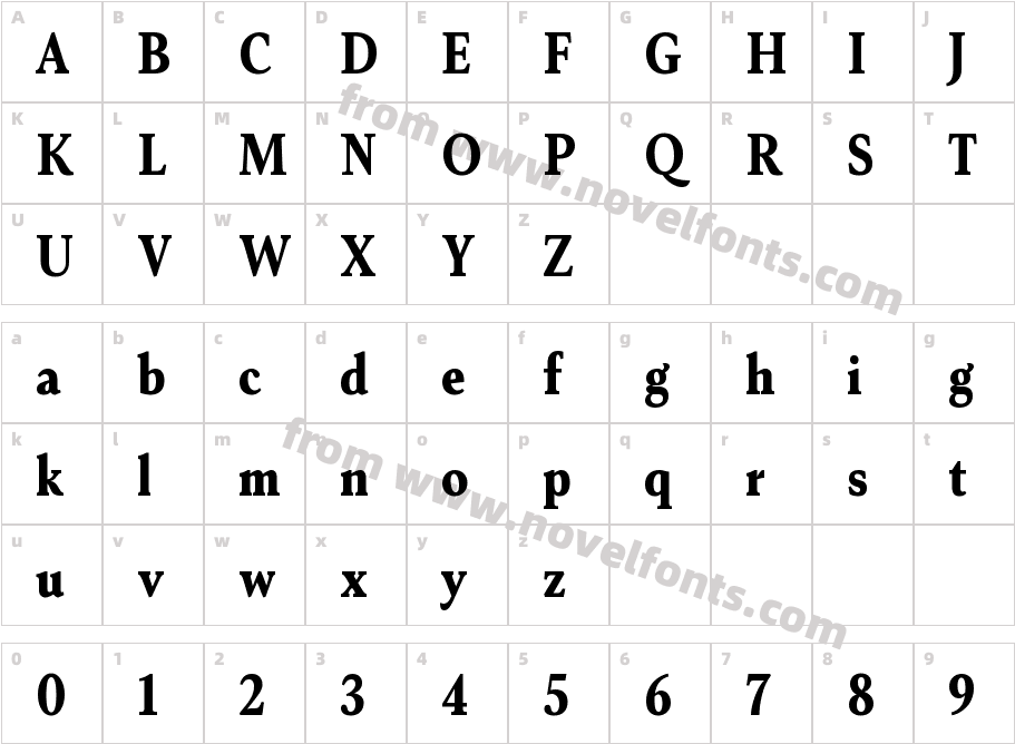 Senlot Serif Cond BlackCharacter Map
