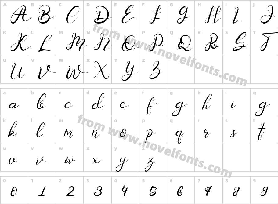Senoritta RegularCharacter Map