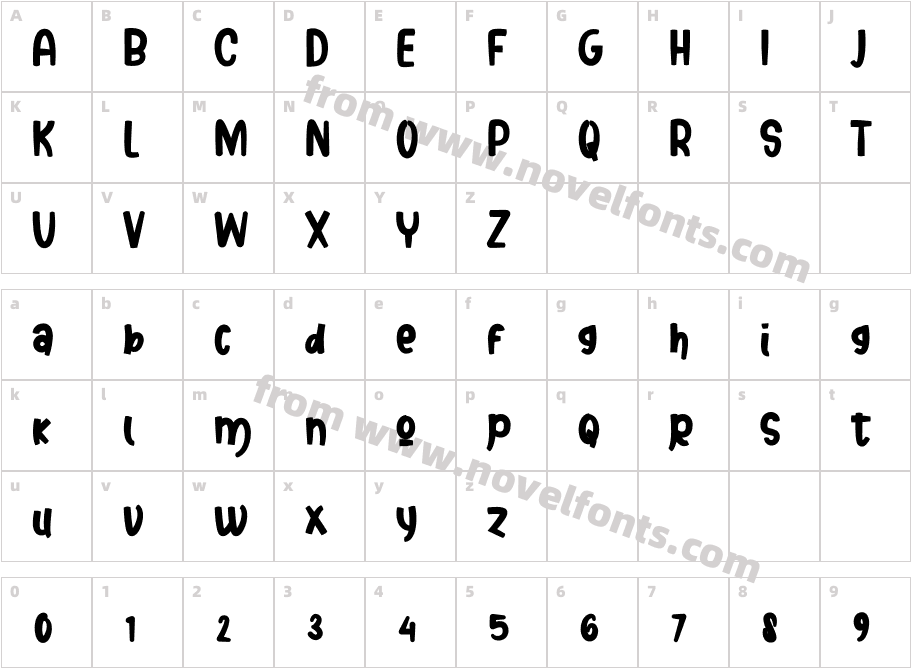 Senoya Bright RegularCharacter Map