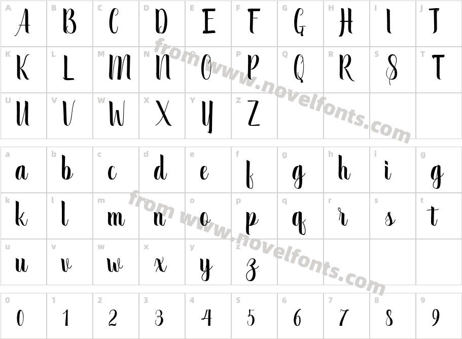 September Script RegularCharacter Map