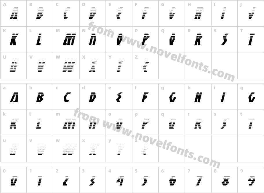 Antikythera Gradient ItalicCharacter Map