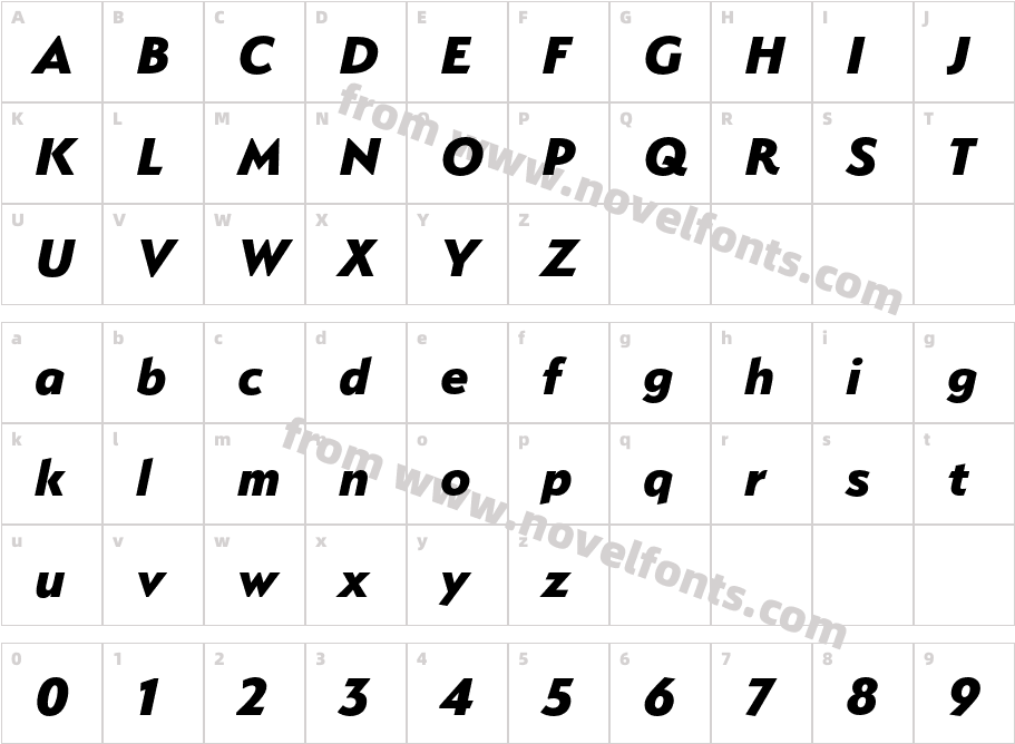 Serenity Heavy ItalicCharacter Map
