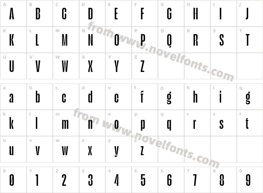 Seriguela Display W05 SemiboldCharacter Map
