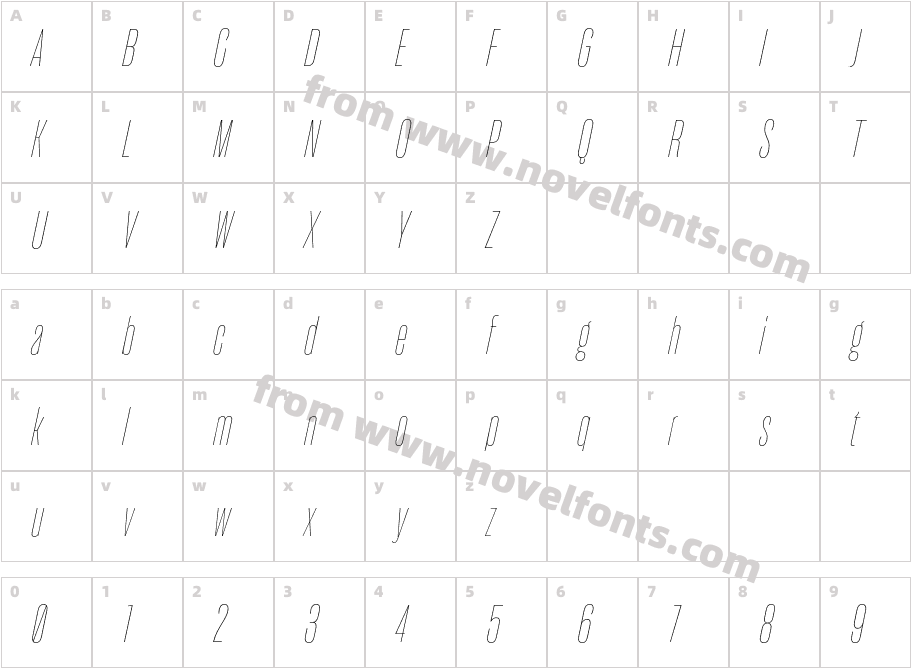 Seriguela Display W05 Thin ItCharacter Map