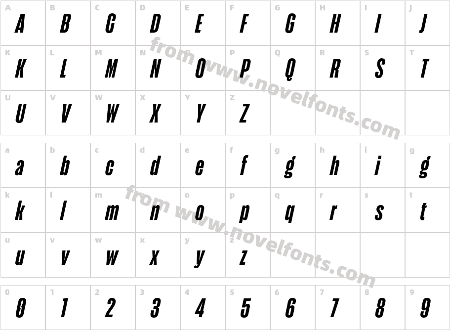 Seriguela W05 Bold ItCharacter Map