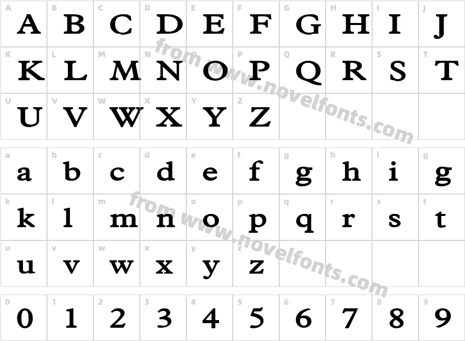 Nadine CondensedCharacter Map