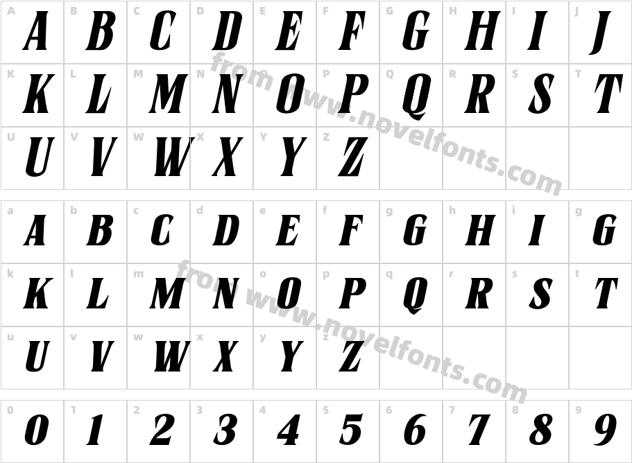 Sernes Bold ItalicCharacter Map