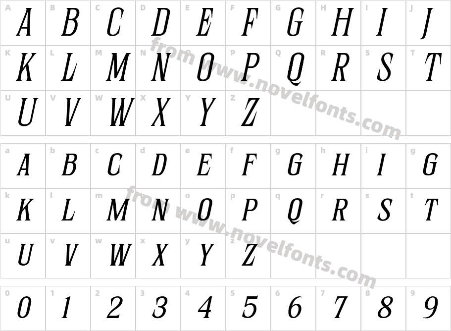 Sernes Extra Light ItalicCharacter Map