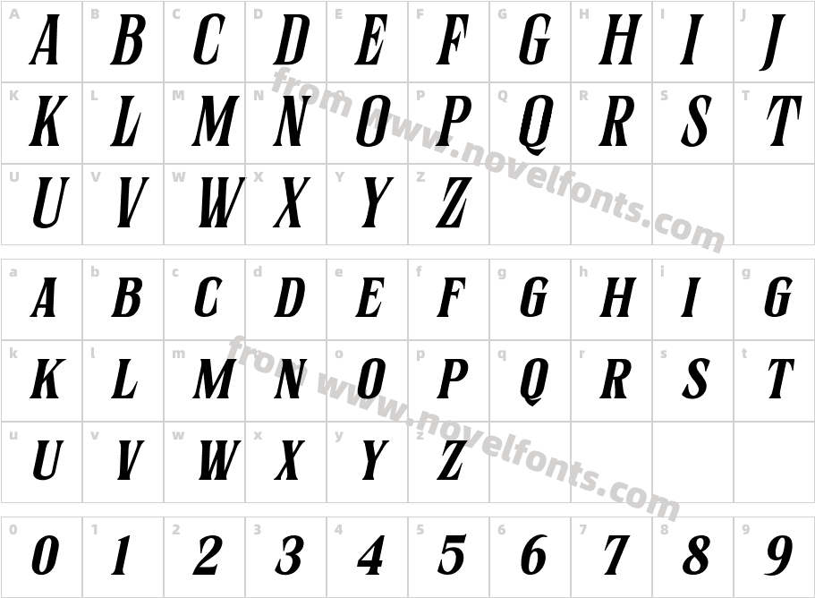 Sernes ItalicCharacter Map