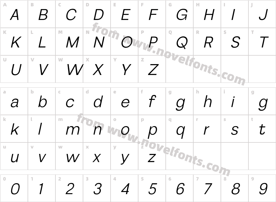 Serotiva ItalicCharacter Map