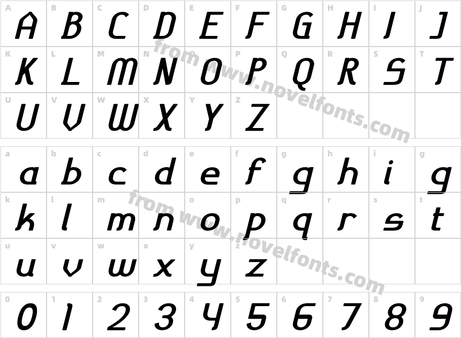 Shafeeya ItalicCharacter Map