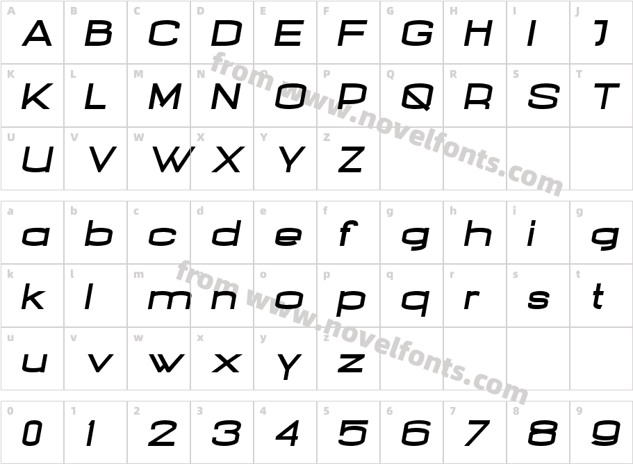 Nalom Bold ItalicCharacter Map