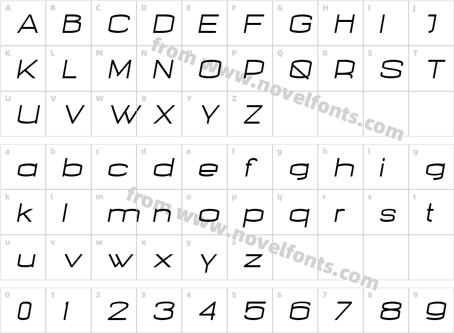 Nalom ItalicCharacter Map