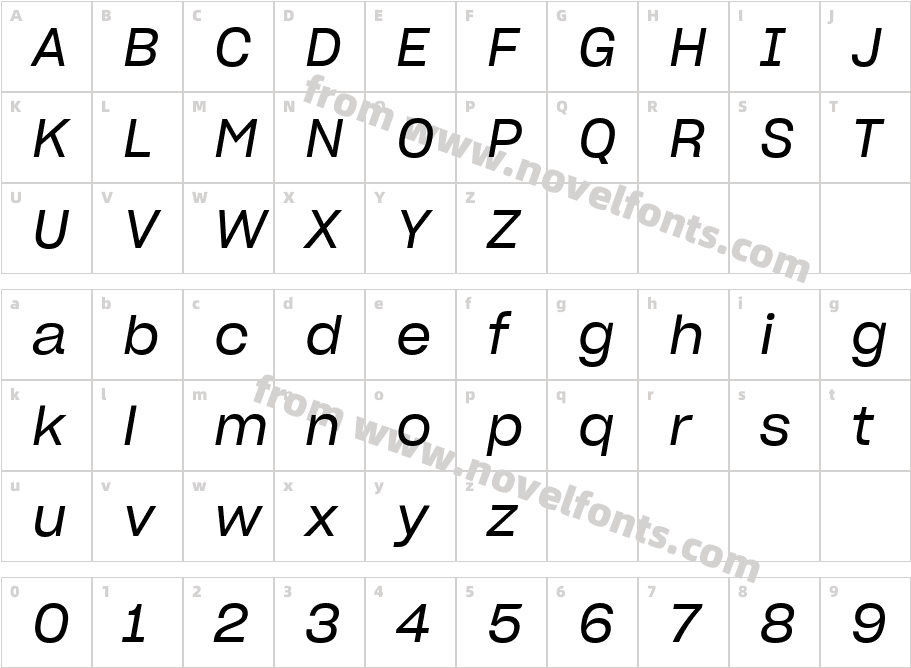 Sharp Grotesk Book Italic 20 RegularCharacter Map