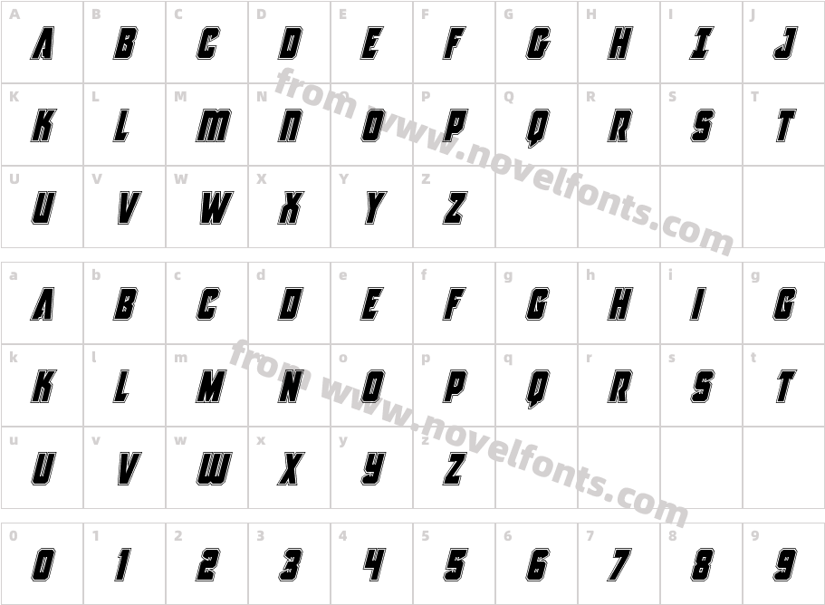 Antilles Academy ItalicCharacter Map