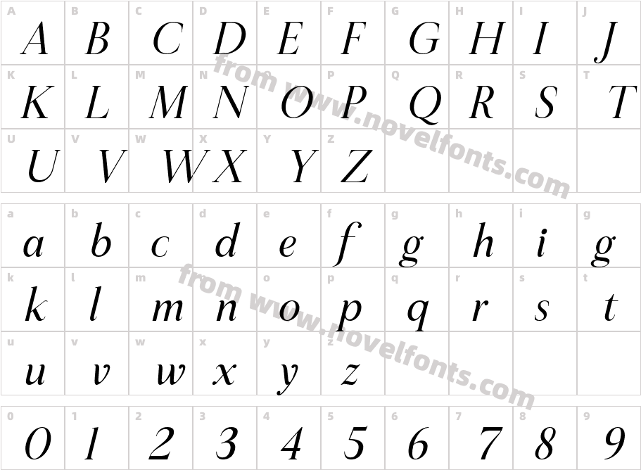 Sheftira ItalicCharacter Map