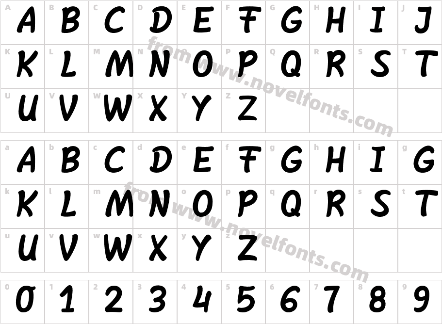 SheltaHand_-BoldItalicCharacter Map