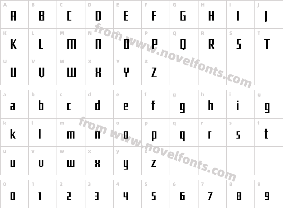 Shimano Square Light NarrowCharacter Map