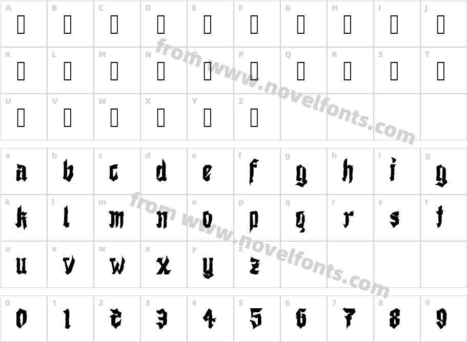 Shodo Gothic DemoCharacter Map