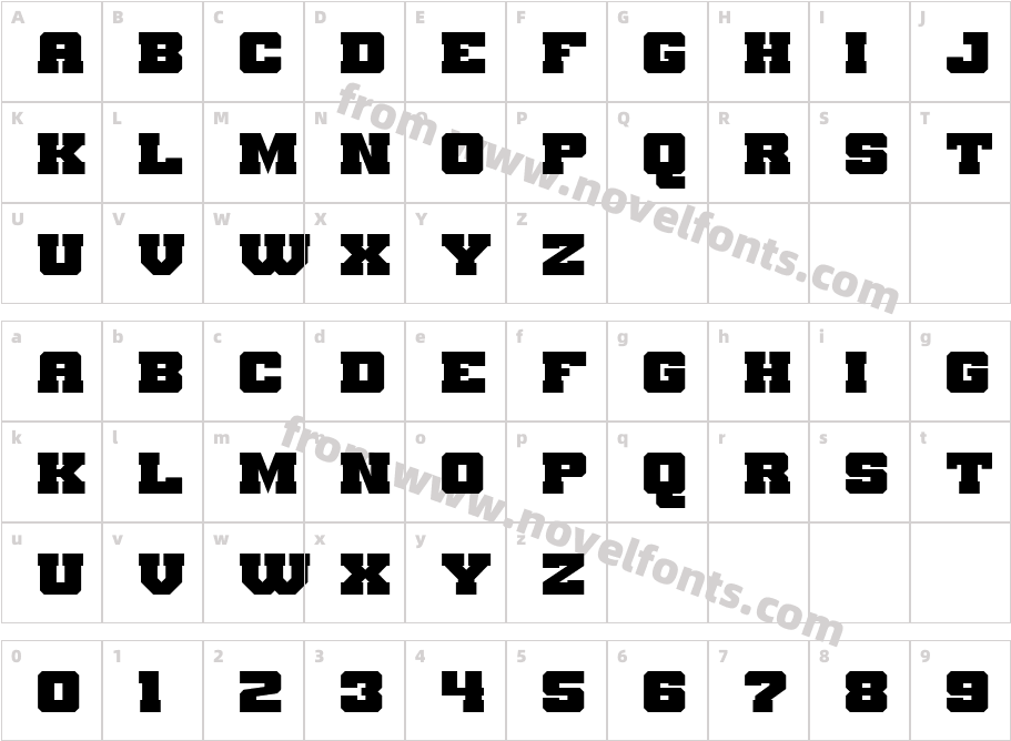 Shone RegularCharacter Map