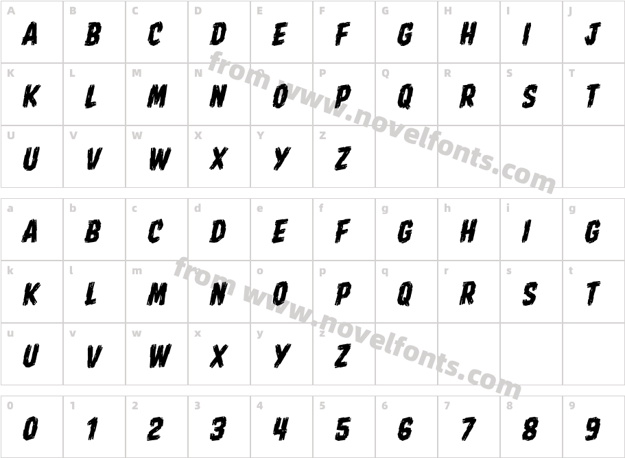 Shrunken HeadBB ItalicCharacter Map