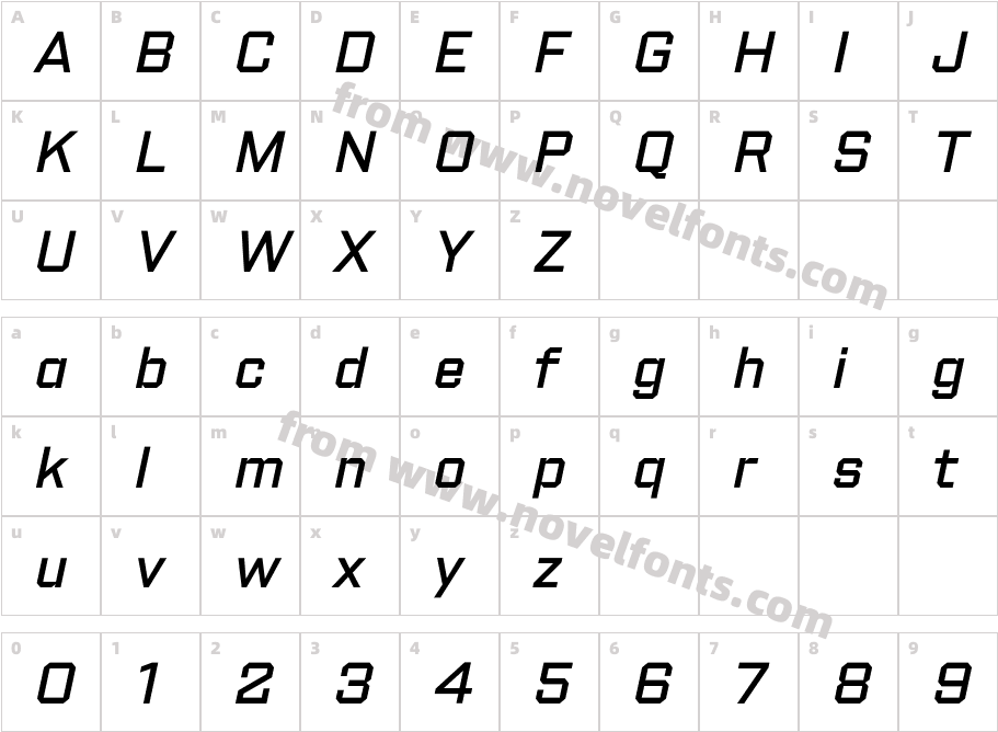 Shuttleblock Medium ItalicCharacter Map